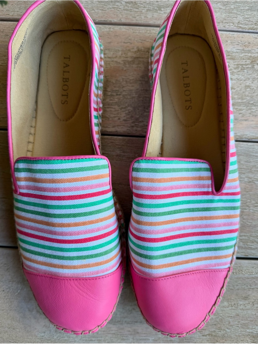 Talbots Pink & Multicolor Striped Slip-On Espadrilles
